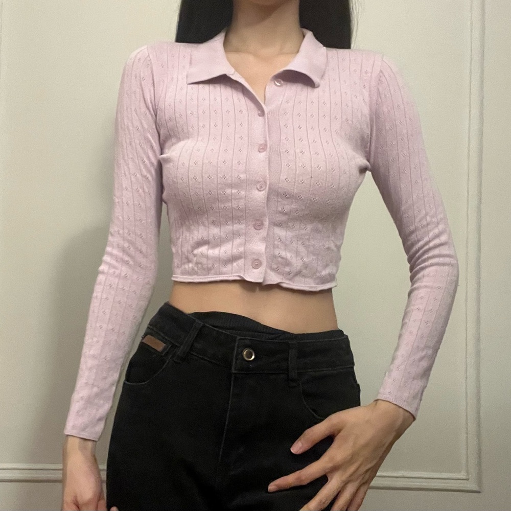 Light Purple Cropped Cardigan